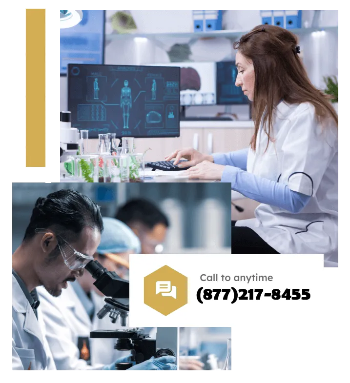Healthcare worker reviewing diagnostic information in a lab
